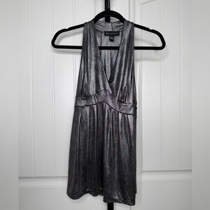 International Concepts Elegant Silver Sleeveless Halter Style Top